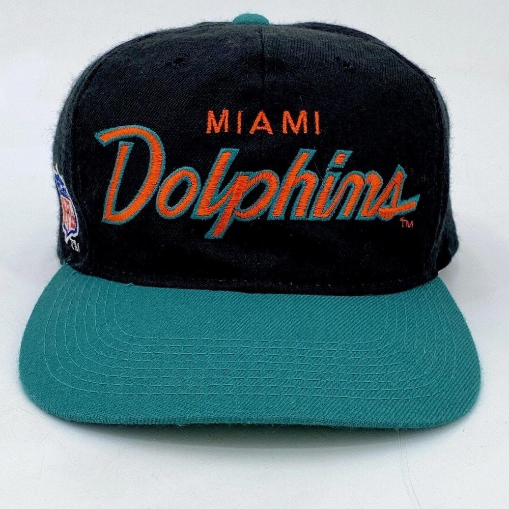 Vintage Sports Specialties Miami Dolphins Snapback Hat Spellout‎ Script Logo
